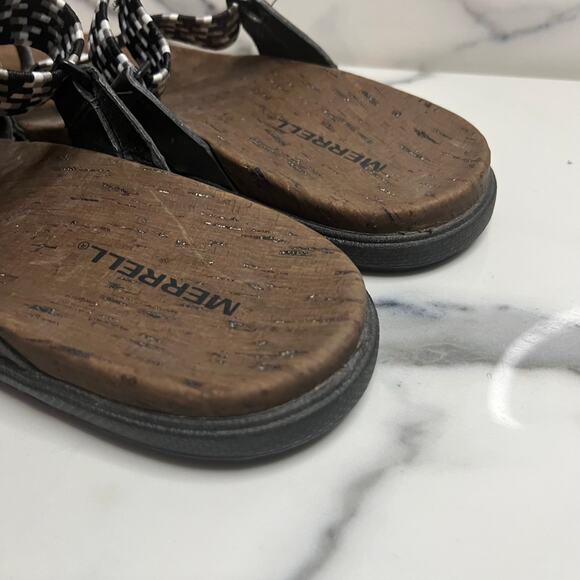 Merrell Women's Black White Woven Casual Hiking Around Town Sunvue Sandals Sz 8 - Picture 6 of 7